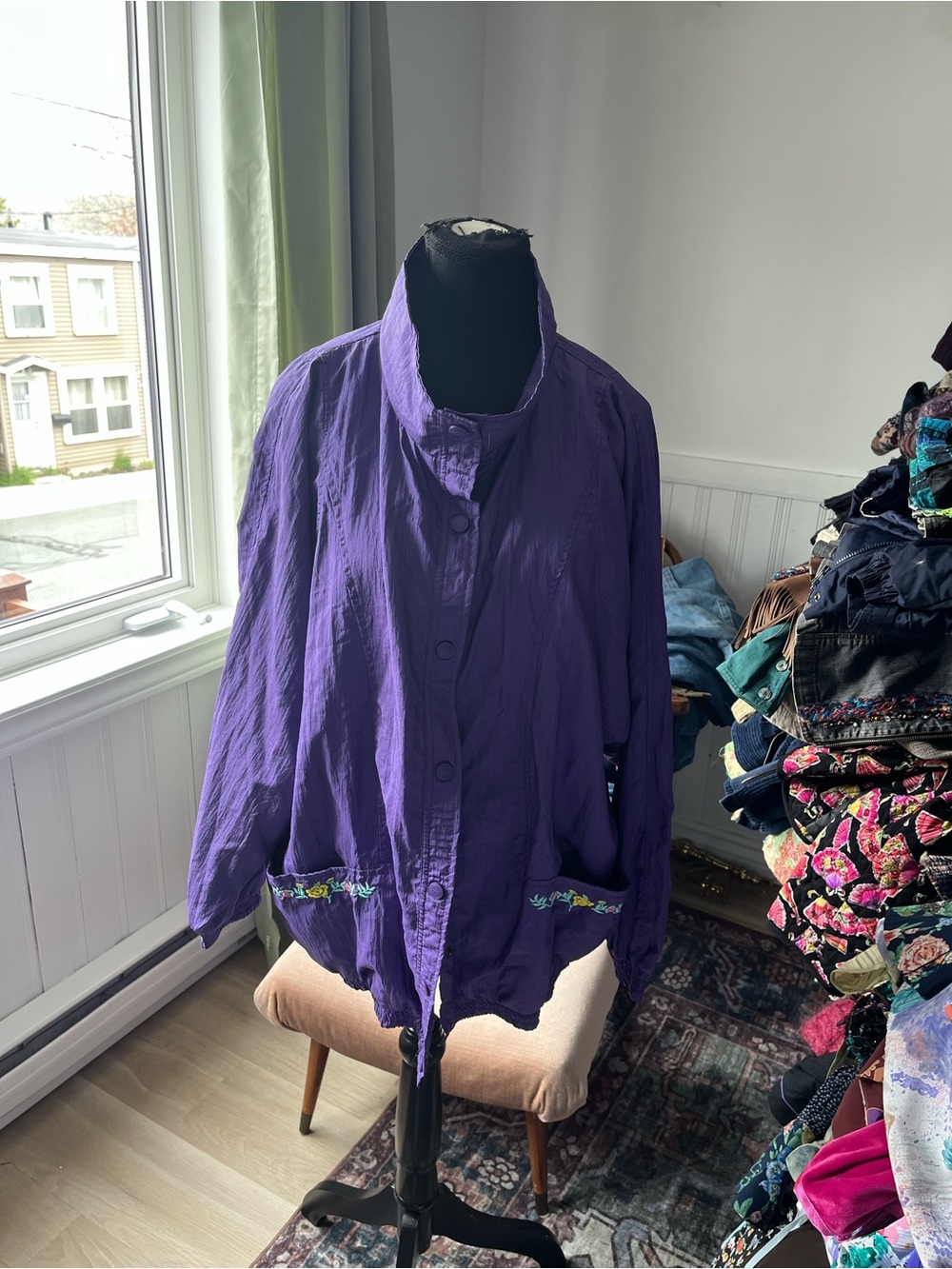 Women’s vintage Purple Button-Front Lightweight Jacket nannycore cottagecore L
